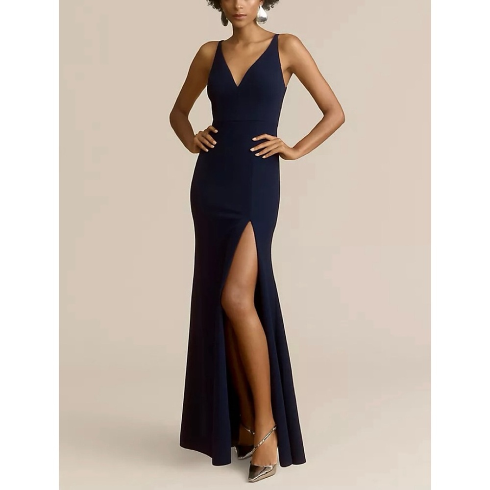 BHLDN Stella Navy V Neck Maxi Dress